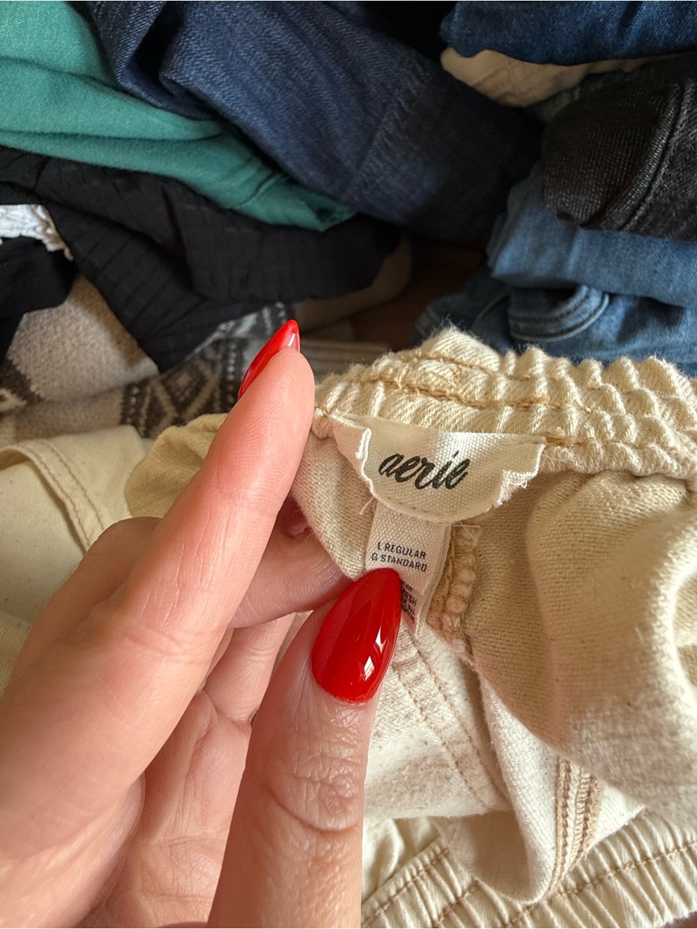 aerie Wide Leg Cargo Pants in Cream - Picture 4 of 5